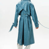 Detachable Hood Leather Trench Coat