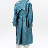 Detachable Hood Leather Trench Coat