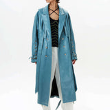 Detachable Hood Leather Trench Coat