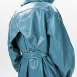 Detachable Hood Leather Trench Coat