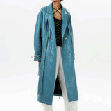 Detachable Hood Leather Trench Coat