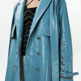 Detachable Hood Leather Trench Coat