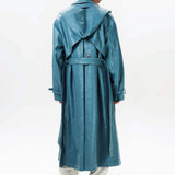 Detachable Hood Leather Trench Coat