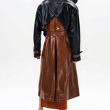 Detachable Hood Leather Trench Coat