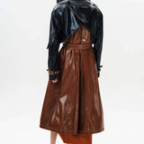 Detachable Hood Leather Trench Coat