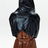 Detachable Hood Leather Trench Coat