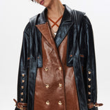 Detachable Hood Leather Trench Coat
