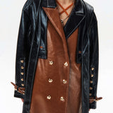 Detachable Hood Leather Trench Coat