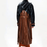 Detachable Hood Leather Trench Coat