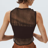Ribbed Knit See-through Top