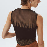 Ribbed Knit See-through Top