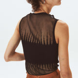 Ribbed Knit See-through Top
