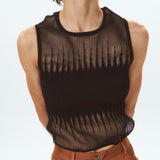 Ribbed Knit See-through Top