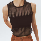 Ribbed Knit See-through Top
