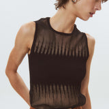 Ribbed Knit See-through Top