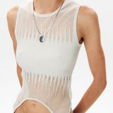 Ribbed Knit See-through Top