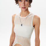 Ribbed Knit See-through Top