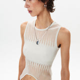 Ribbed Knit See-through Top