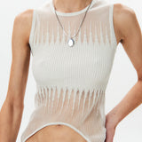 Ribbed Knit See-through Top