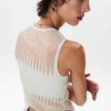 Ribbed Knit See-through Top