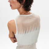 Ribbed Knit See-through Top