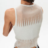 Ribbed Knit See-through Top