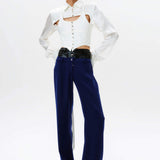 Silk Flowy Corset Blouse - White