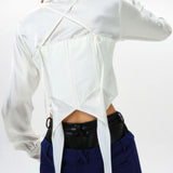 Silk Flowy Corset Blouse - White