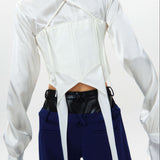 Silk Flowy Corset Blouse - White
