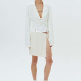 Silk Leather Strape Slits Mini Skirt