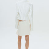 Silk Leather Strape Slits Mini Skirt