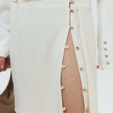 Silk Leather Strape Slits Mini Skirt
