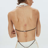 Silk Open-Back Peak-Lapel Top