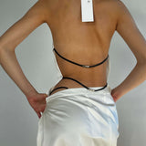 Silk Open-Back Peak-Lapel Top
