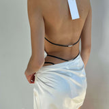 Silk Open-Back Peak-Lapel Top