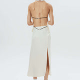 Silk Open-Back Peak-Lapel Top