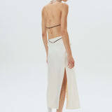 Silk Open-Back Peak-Lapel Top