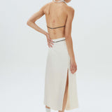 Silk Open-Back Peak-Lapel Top
