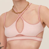 Ribbed Knit Underboob Sporty Bra Top