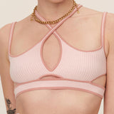 Ribbed Knit Underboob Sporty Bra Top