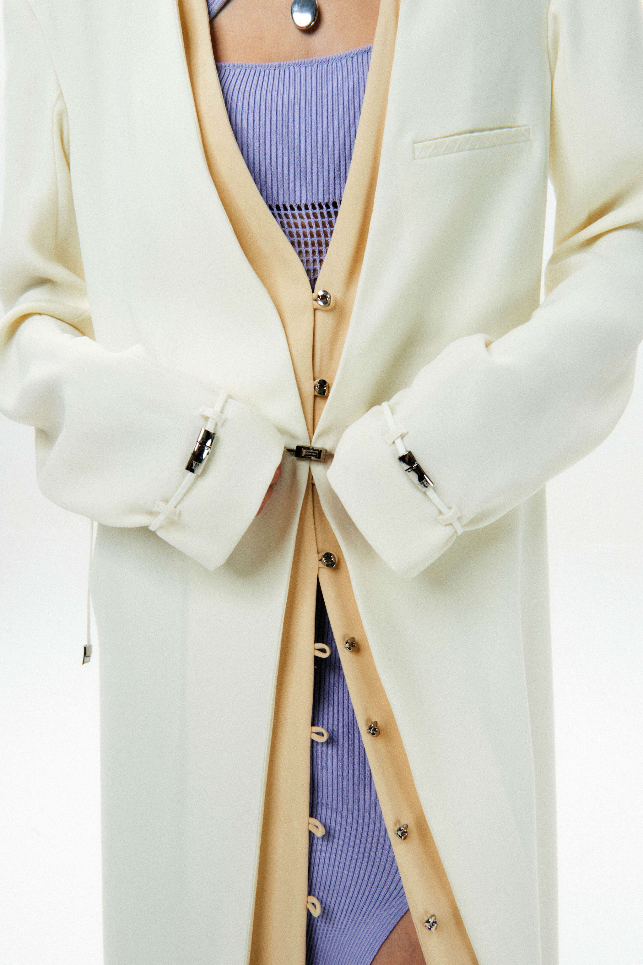 Collarless Single Breasted Coat HAN WEN STUDIO