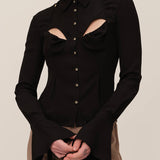 Silk Fitted Strappy Bra Blouse