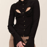 Silk Fitted Strappy Bra Blouse
