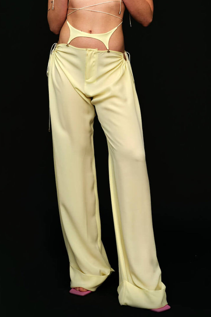 Silk Side-Gathered Trouser